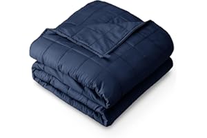 Bare Home Weighted Blanket All-Natural 100% Cotton with Nontoxic Glass Beads 60"x80" 17lbs, Dark Blue