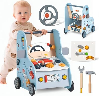 Giant bean Wooden Baby Push Walker Activity Center Car Traffic Theme
