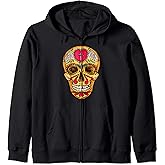 Sugar Skulls Day Of The Dead Traditional Food Latin Mexico Zip Hoodie