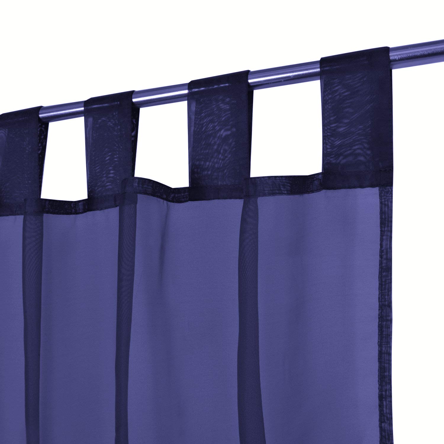Megachest lucy Woven Voile Tab Top Curtain 2 Panels with ties (28 colors) (navy blue, 56" wideX81 drop(W142cmXH206cm))