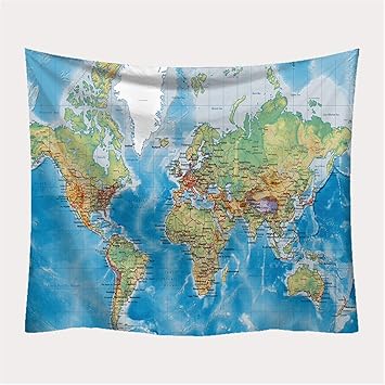 Amazon Co Jp 飾り物タペストリー 世界地図 色付き レトロ 壁掛け装飾布 アートプリント壁飾り 背景布 インテリア 多機能 おしゃれ 39 230 180a スポーツ アウトドア