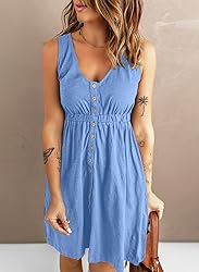 BLENCOT 2023 Women's Summer V Neck Button Front