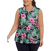 Unsenthy Plus Size Golf Polo Shirts for Women 1/4 Zip Up Quick Dry Sleeveless Workout Tank Tops XL-5XL