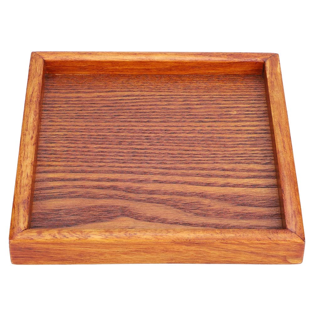 TOPINCN Serving Tray, Wooden Small Portable Tea Tray Square Shape Solid Wood Tea Coffee Snack Food Dinning Serving Mats Plate(18 * 18 * 2)