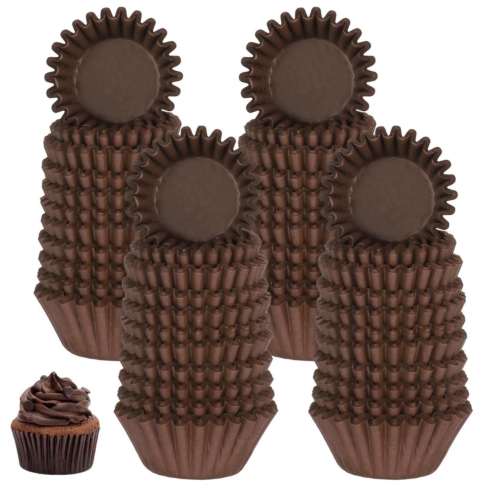 FANTESI 1000 Pcs Mini Paper Muffin Cases Greaseproof Paper Baking Cases White Disposable Paper Baking Cups for Cake Balls, Mini Muffins, Cupcakes, Truffles, Candies(Brown)