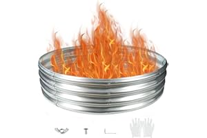 zbzbml Durable Round Galvanized Steel Raised Garden Bed for Planting,Round Galvanized Steel Fire Ring/Fir Pit for Outdoor- 4×4×1FT,0.8MM Thick Black (47 ins Diameter x 12 ins high, Silver)