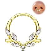 COCHARM Vine Septum Rings 16G Septum Jewelry Stainless Steel Helix Daith Earrings for Women Christmas Helix Daith Piercing Jewelry