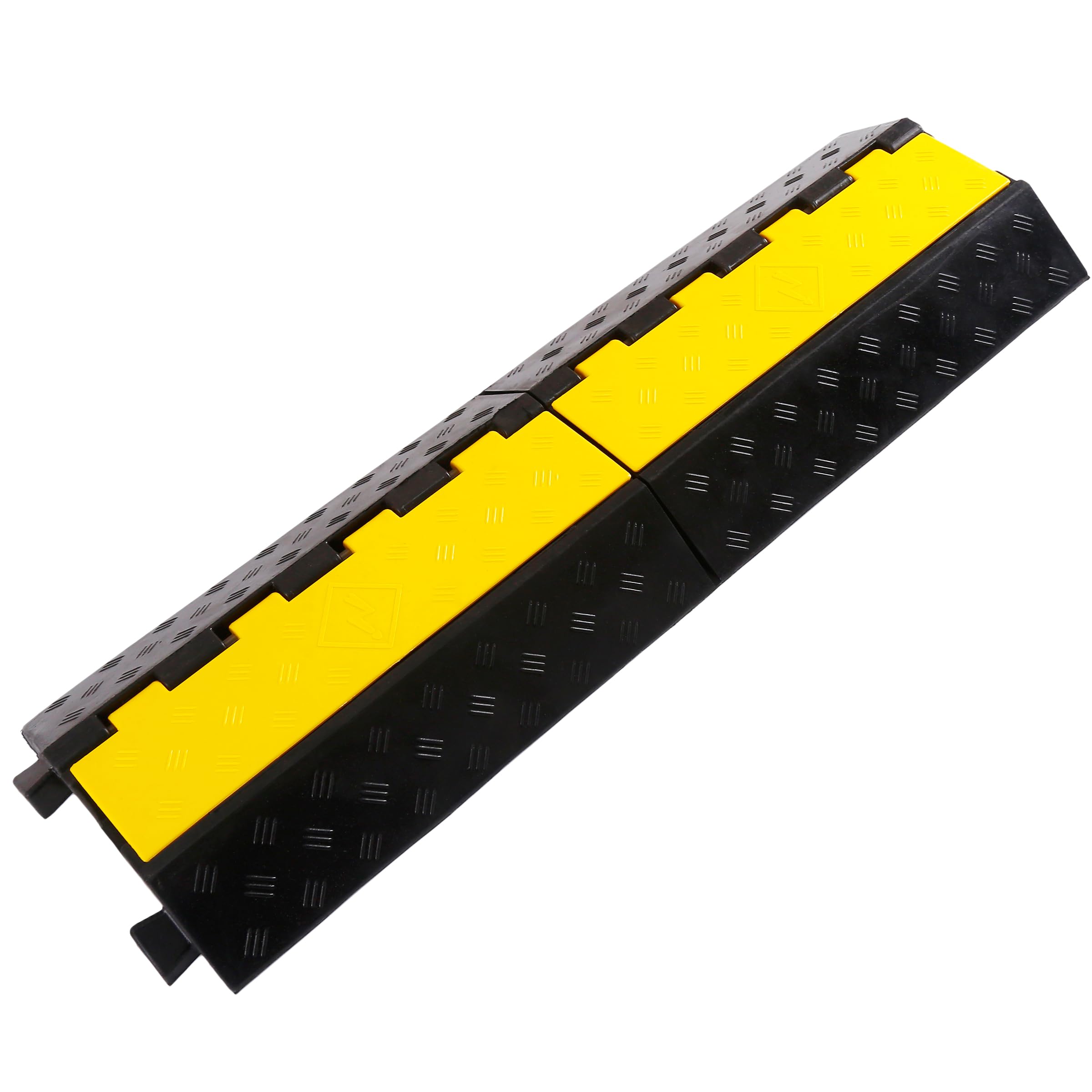 Photo 1 of YELACK Rubber Cable Ramp Cable Protector Ramps Wire Hose Protective 1 Channel Traffic Rubber Plastic Cord Cover Speed Bump for Asphalt Concrete Gravel Driveway Outdoor, 1 Pack