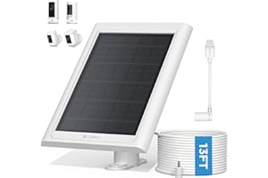 CALLSUN Solar Panel for Ring Camera, Solar Charger for Ring Stick Up Cam Battery/Pro and Ring Spotlight Cam Battery/Plus/Pro, Outdoor Camera Solar Panel with 13FT Cable, IP68 Waterproof, 1 Pack (White)