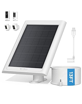 Callsun Solar Panel for Ring Camera, Compatible with Ring Stick Up Cam Battery/Pro and Spotlight Cam Battery/Plus/Pro, Solar Charger with 13FT Cable, IP68 Waterproof, DC & USB-C Adapter 1 Pack (White)