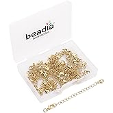 BEADIA 14K Gold Plated Extender Chains 75mm 20pcs Smooth Heart Extension Tail Chains for Jewelry Making Findings