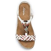 Littleplum Women Sandals Arch Support Handmade Bohemian Braided Flat Sandals Comfort Walking Beach Ankle Elastic Summer Shoes