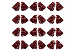 Hooshing 12/24/100PCS Pom Poms Cheerleading Metallic Foil Cheer Pom Poms with Plastic Handles for Rooters Cheering Squad Team Spirit Sports