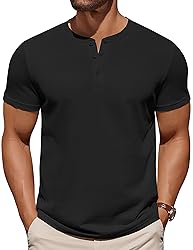 COOFANDY Tee Shirts Cotton Mens Shirts Henley