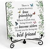 Friend Wooden Sign With Metal Stand, Thank You For Being My Best Friend Desktop Decoration, Friendships Gifts For Women Friends Sisters Besties, Butterfly Decor For Home Office Living Room Bedroom -38