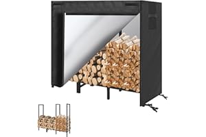 KYATE 4ft Firewood Rack Outdoor with Cover Fireplace Wood Storage Heavy Logs Stand Stacker Holder Strong Lumber Racks Outside for Courtyard Patio