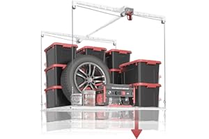 KOKORACKER Overhead Garage Storage Rack, Adjustable Heavy-duty 4x4 Ft Ceiling Storage Racks with Safety Lock, Ideal for Garage Storage Lifting Organization System, 250lbs Capacity, White