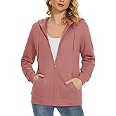 MAGCOMSEN Women's Fleece Lined Zip Up Hoodies Casual Hooded Jacket Workout Full Zip Sweatshirts Pocket Coats