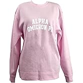 Sorority Shop Alpha Omicron Pi Sweatshirt - Fleece Crewneck Sweatshirt, With Varsity Greek Letters Design