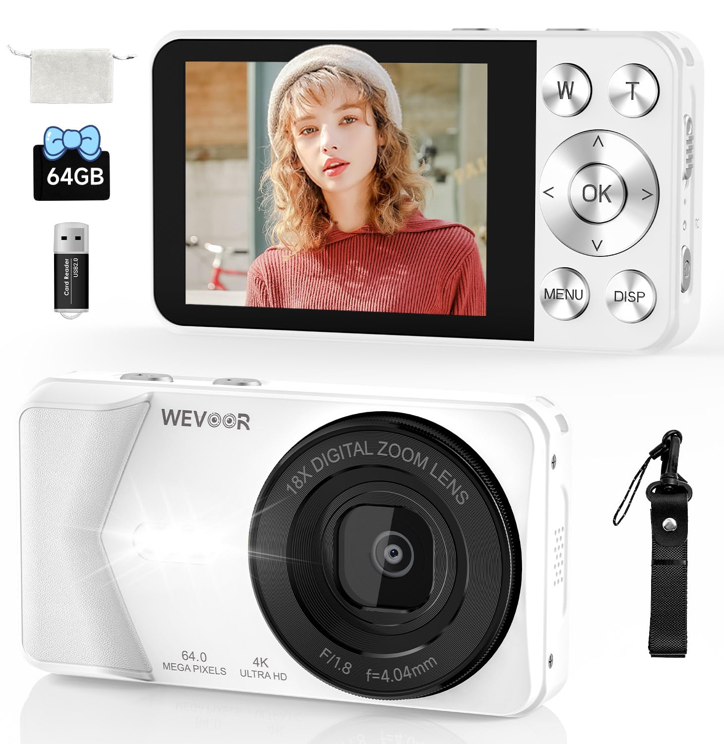 4K Digital Camera, Wevoor 64MP Point and Shoot