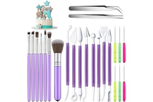 Cookie Decorating Supplies Kit - 23 Piece DIY Cake Baking Tool Set With Brushes, Scriber, Sugar Stir Needles, Straight Tweeze