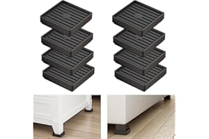ZEMINIOR Bed Risers Heavy Duty, Set of 8, Stackable Square Furniture Risers, Adjustable Bed Furniture Risers Lifts Height 0.5-2 inch, Solid Non Slip Furniture Pad for College Dorm, Table, Couch, Chair