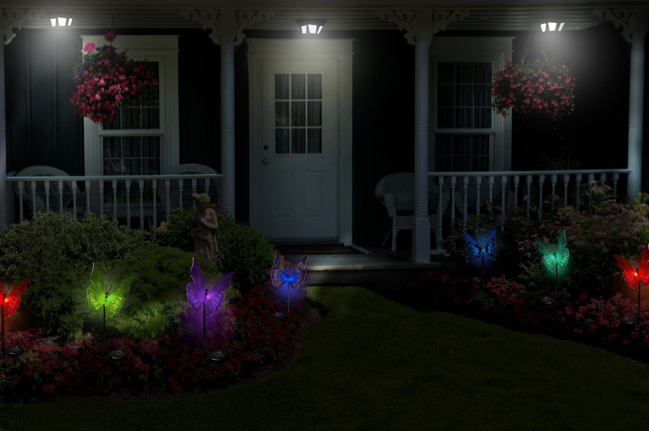 SOLARMKS Garden Decorative Solar Lights Outdoor Butterfly Stake Lights, Multi-Color Changing LED Fairy Garden Decorative Lights,3 Pack Fiber Optic Solar Butterfly Lights for Garden, Patio, Backyard
