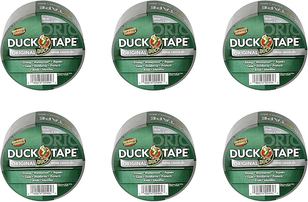 Duck Tape Original Silver Cloth Tape 50 mm x 25 m Pack of 6