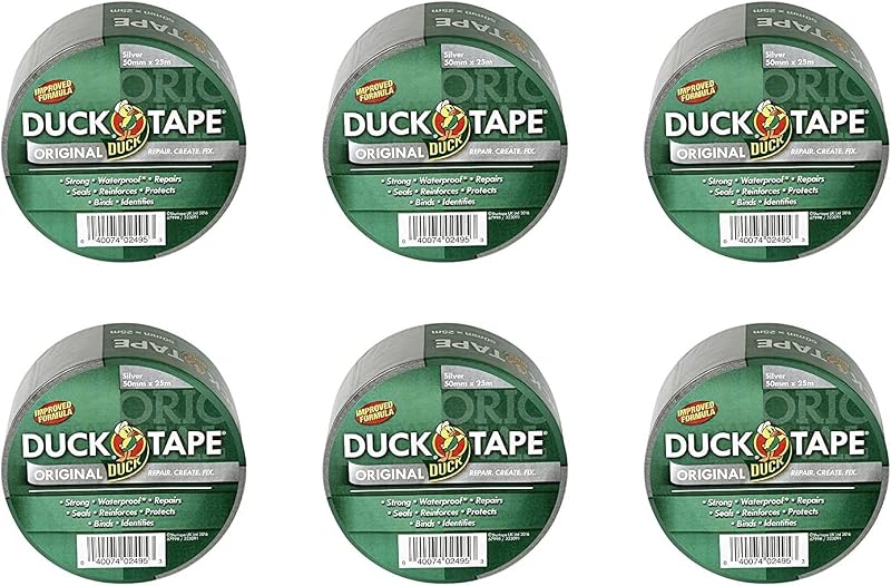 Duck Tape Original Silver Cloth Tape 50 mm x 25 m Pack of 6