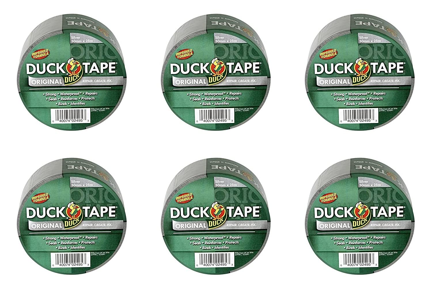 Duck Tape Original Silver, 50 mm x 25 m, Pack of 6