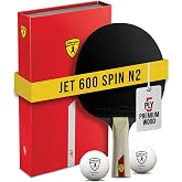 Killerspin Jet 600 Spin N2 Ping Pong Racket &ndash; Advanced Table Tennis Racket, 5 Layer Wood Blade, Nitrx-4Z Rubbers, Flared Handle