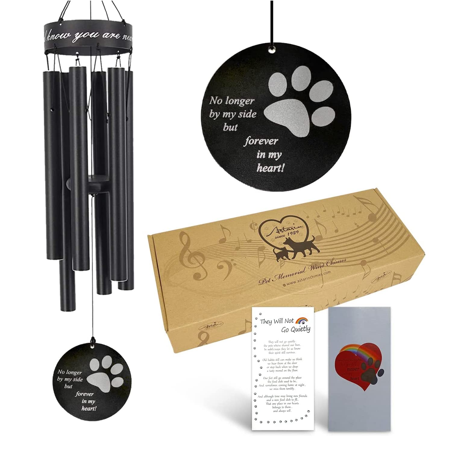 Astarin Pet Memorial Wind Chimes Outdoor,30 Inches Paw Print Sympathy Wind Chimes, Dog Memorial Gifts for Someone Who Loses Loved Pet, Dog Bereavement Gifts for Home,Garden,Patio.