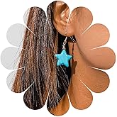 Erimberate Bohemian Turquoise Star Dangle Earrings Blue Turquoise Star Drop Hook Earrings Star Shaped Turquoise Earrings Blue Gemstone Earrings Jewelry for Women Gifts