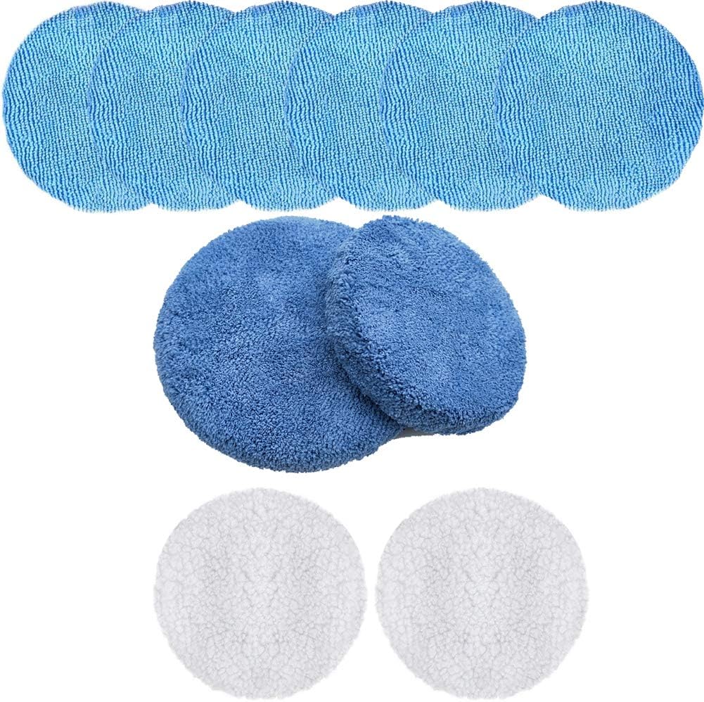 Carkio 10pcs Microfiber Coral Velvet Wool Car Polishing Waxing Set Polisher Bonnet Buffing Pad Cover for Most Car Polishers (9-10 inch)