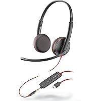 Amazon.com: Plantronics Blackwire C3225 Stereo Headset with USB-C & 3 ...