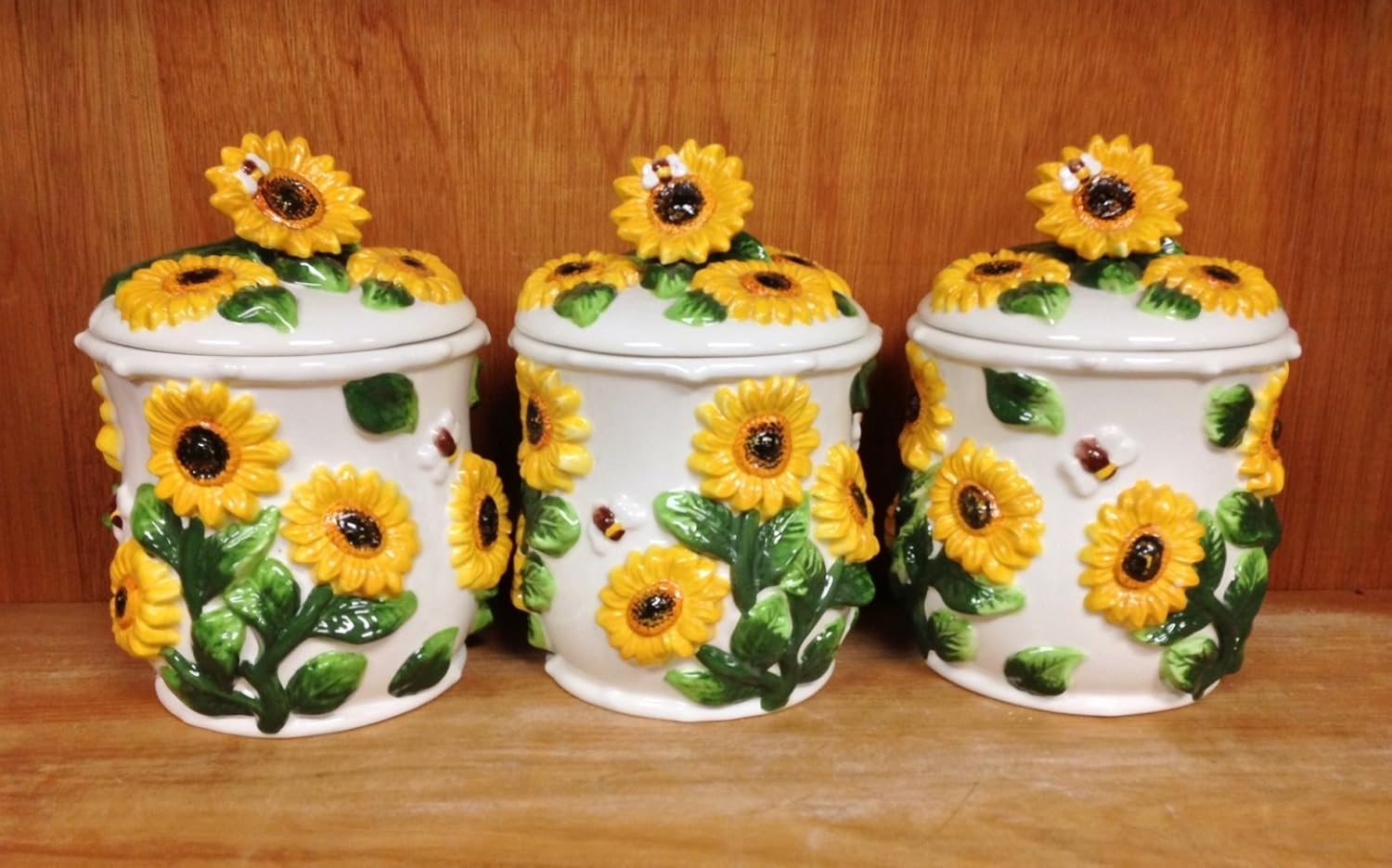 Sunflower 3pc Canister Storage Set 3d New eBay