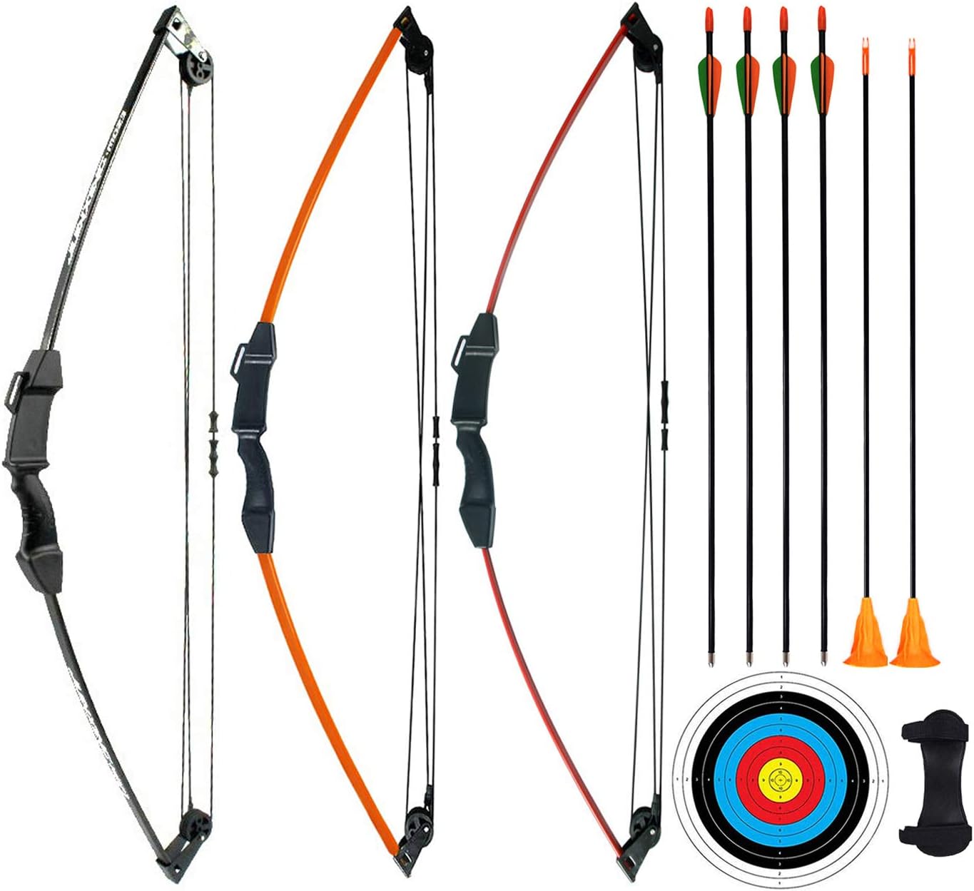 CPTARCH 35" Archery Compound Bow and Arrow Set Two-Wheeled Bow for Sports Game Target Shooting Toy Gift Bow with Safety Fiberglass Arrow and Sucker Arrow for Youth Kids Beginners Juniors