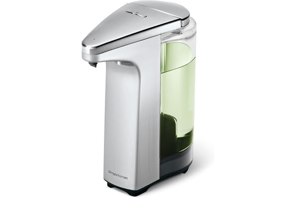 simplehuman 8 oz. Touch-Free Sensor Liquid Soap Pump Dispenser with Soap Sample, Brushed Nickel