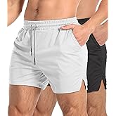 Aolesy Men's Gym Workout Shorts 5"/7"/10" Lightweight Bodybuilding Athletic Shorts Running Training with Zip Pockets