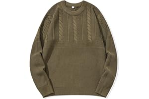 Classic Fisherman Knit, Crewneck Cable Knit Sweater for Men, Classic Traditional Jersey Pullover