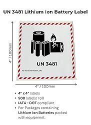 Lithium Ion Battery Label- 4" x 4" High Adhesive