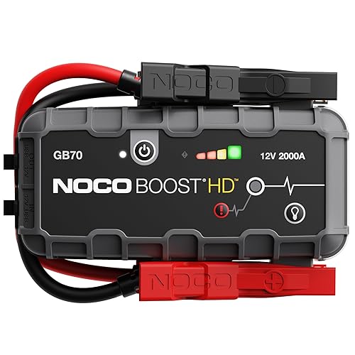 NOCO Boost GB70: 2000A UltraSafe Jump Starter – 12V Lithium Battery Booster Pack, Portable Jump Box, Power Bank & Jumper Cables - for 8.0L Gas and 6.0L Diesel Engines