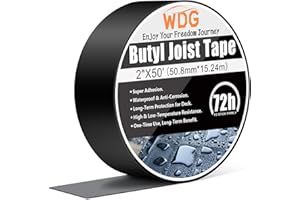 WDG Joist Tape for Decking 2" x 50', 8 Pack Butyl Tape Deck Joist Tape Waterproof Seal Weather Resistance Self-Adhesive Flashing Tape for Wood Deck Joists and Beams RV Roof Leak Repair (8)