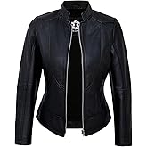 UrbanFocal Womens Leather Jackets - Real Lambskin Stylish Motorcycle Leather Jacket Women