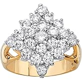 Palm Beach Jewelry PalmBeach Yellow Gold-Plated Round Cubic Zirconia Diamond Shaped Cluster Ring Sizes 6-10