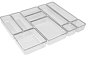Organizador Modular Acrimet para Gavetas, Bancadas e Armários, Plástico Transparente, Kit com 10 Potes Tamanhos Sortidos