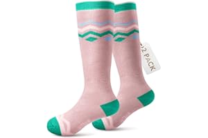 OutdoorMaster Ski Socks, Snowboarding Socks for Boys & Girls, Thermal Winter Warm & Breathable, Over The Calf Non-Slip Cuff