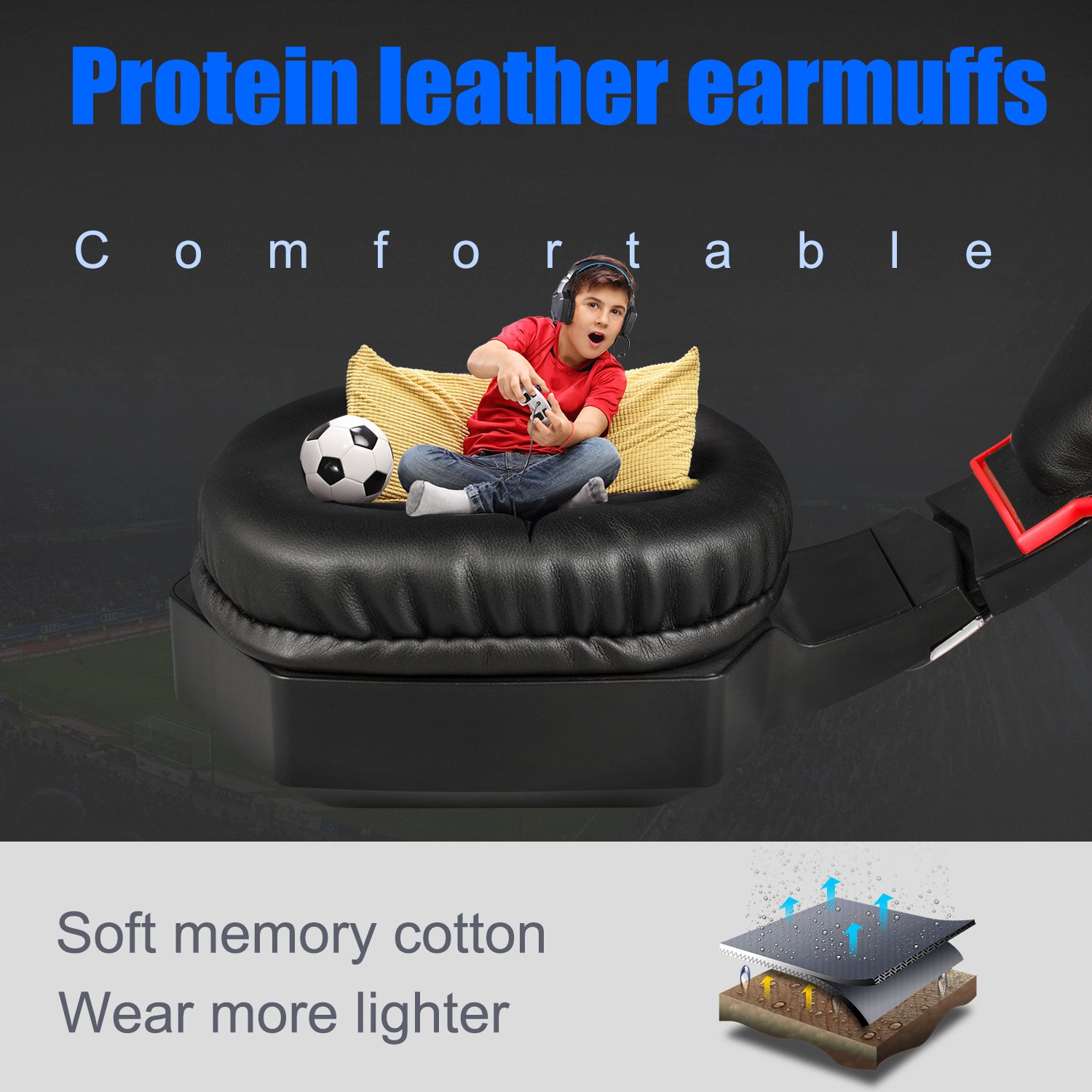 Gaming Headset with Stereo Sound Noise Cancelling Mic Over Ear Headphones for New Xbox One PC Mac OS PS4 Table Phone (K8-Red)