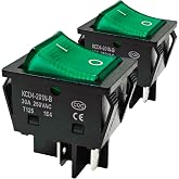 30A 250V KCD4 Rocker Switch DPST 4 Pin Green Lighted 120V Rocker Toggle Switch ON Off Heavy Duty T125-2Pack (Green)