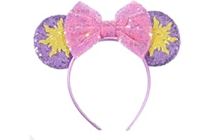 XINXIYAN Mouse Ears for Women, Anti-Slip Sequin Mouse Ears Headband Glitter Party Princess Decoration